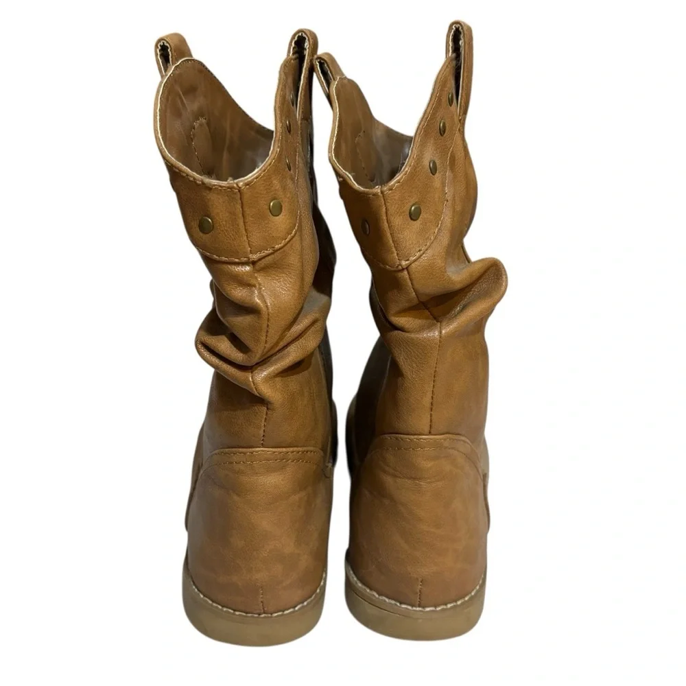 Old Navy girls cowboy boots brown studded slouchy size 2 US big girls